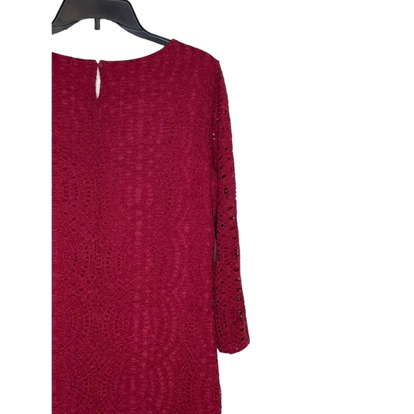 J.Crew Women's Dress Lined lace 3/4 Sleeve Shift Flared Dress Knee Length Red‎ 8 - Picture 8 of 11